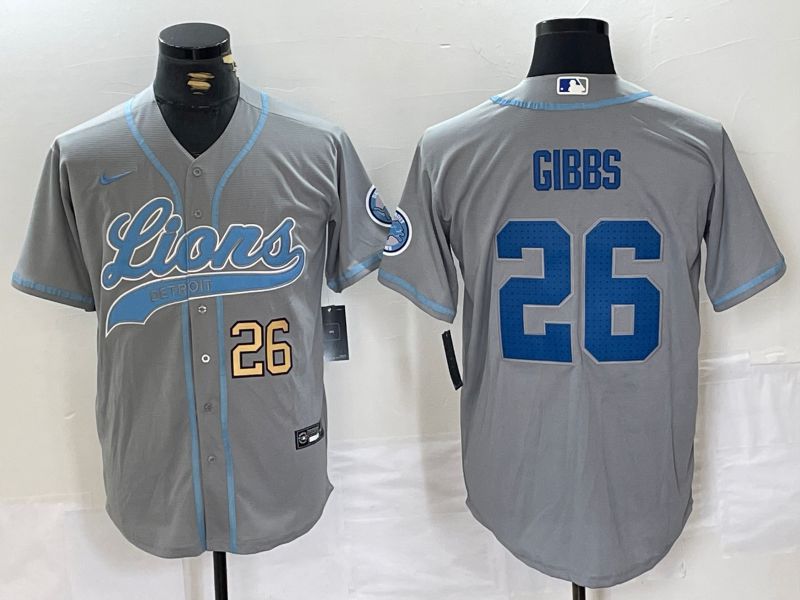 Men Detroit Lions #26 Gibbs Grey Joint Name 2024 Nike Limited NFL Jersey style 2->detroit lions->NFL Jersey